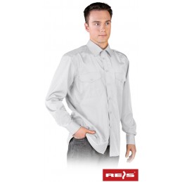 Męska-koszula-wyjściowa-z-długim-rękawem-i-pagonami-na-ramionach - KWSDR-biały