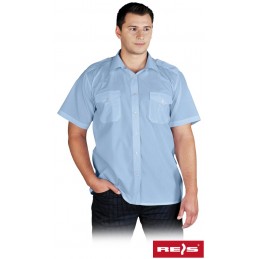 Męska-koszula-wyjściowa-z-krótkim-rękawem-i-pagonami-na-ramionach - KWSKR-jasnoniebieski