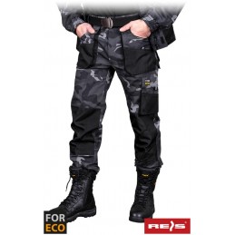 Spodnie-robocze-do-pasa-poliestrowo-bawełniane-z-dużą-ilością-kieszeni - FORECO-T-moro-czarny