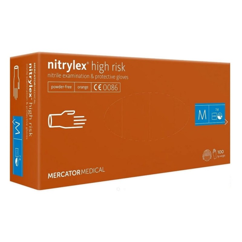 Rękawice-ochronne-nitrylowe-jednorazowe-medyczne-o-podwyższonej-grubości-z-wydłużonym-mankietem - NITRYLEX-HIGH-RISK