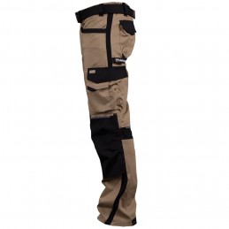 Spodnie-robocze-bawełniane-z-dużą-ilością-kieszeni-siateczkowe-wstawki-gumka-w-pasie - LH-DESERT-T-beżowo-czarny-lewy-bok