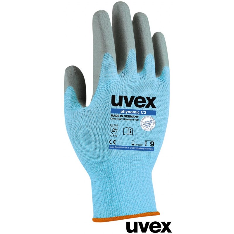 Rękawice-ochronne-elastan- szkło-HPPE-poliamid-z-powłoką-hydropolimerową-odporne-na-przecięcie - UVEX-PHYNOMIC-C3