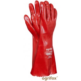 Rękawice-robocze-oblewane-PVC-z-długim-mankietem - OX-PVC40-czerwony