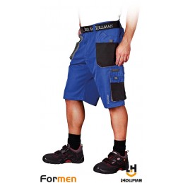 Krótkie-spodnie-robocze-poliestrowo-bawełniane-z-dużą-ilością-kieszeni - LH-FMN-TS-niebiesko-czarno-szare