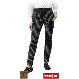 Damskie-spodnie-do-pasa-wykonane-z-tkaniny-bawełnianej-w-pasie-gumka - GENTO-L-czarno-biały