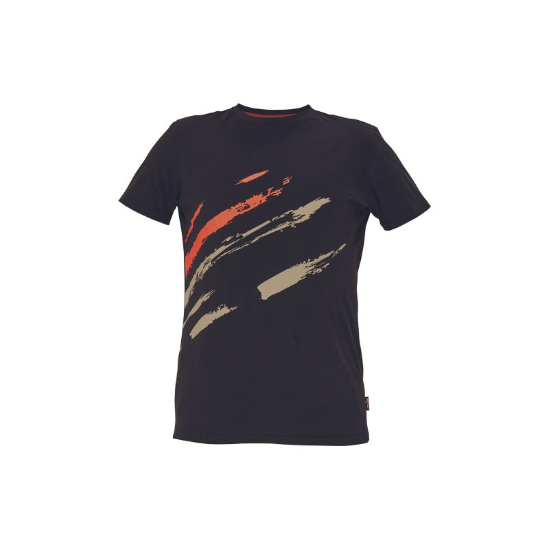 Wysokiej-jakości-koszulka-wykonana-z-bawełny-z-kolorowym-nadrukiem - MAAS-czarny-pomarańczowy-beżowy