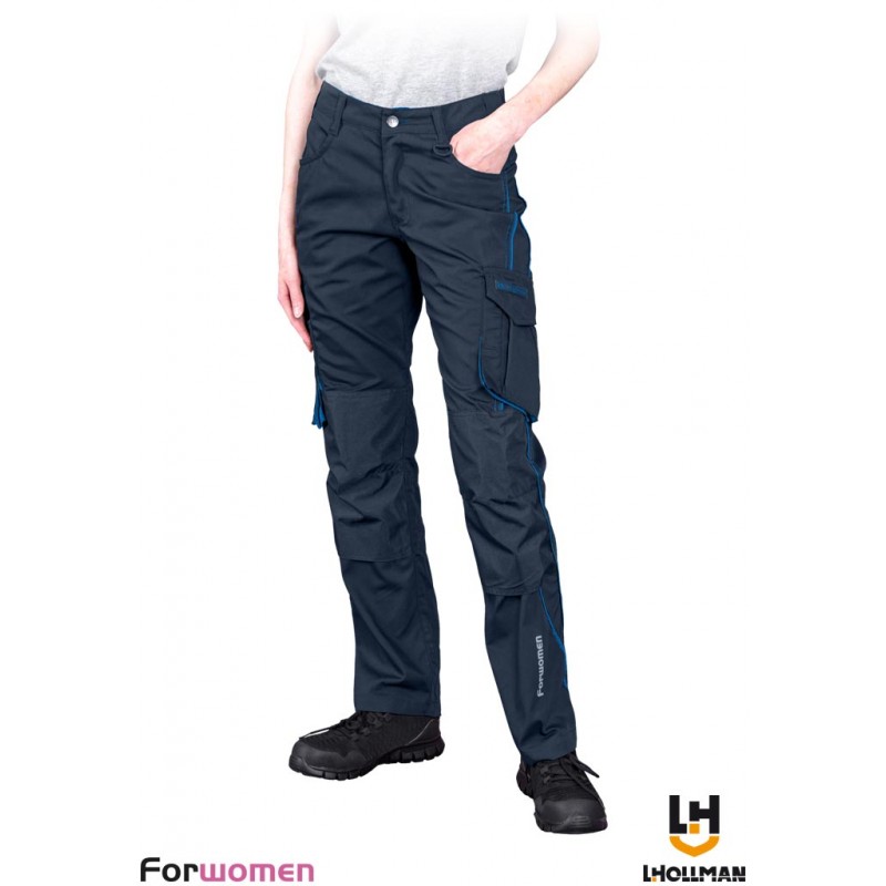 Damskie-spodnie-ochronne-do-pasa-poliestrowo-bawełniane-z-dużą-ilością-kieszeni - LH-FWN-T-granatowo-niebieski