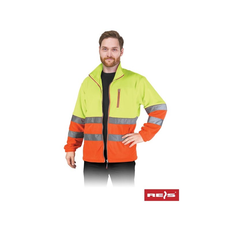 Męska-bluza-ostrzegawcza-wykonana-z-polaru-z-pasami-odblaskowymi - POLSTRIP-żółty-pomarańczowy Męska-bluza-ostrzegawcza-wykonana-z-polaru-z-pasami-odblaskowymi - POLSTRIP-żółty-pomarańczowy