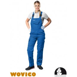 Damskie-spodnie-robocze-ogrodniczki-tkanina-poliestrowo-bawełniana-duża-ilość-kieszeni - LH-WOMBISER-niebieskie