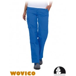 Damskie-spodnie-ochronne-poliestrowo-bawełniane-dużo-kieszeni-slidne-wykonanie - LH-WOMVOBER-niebieskie