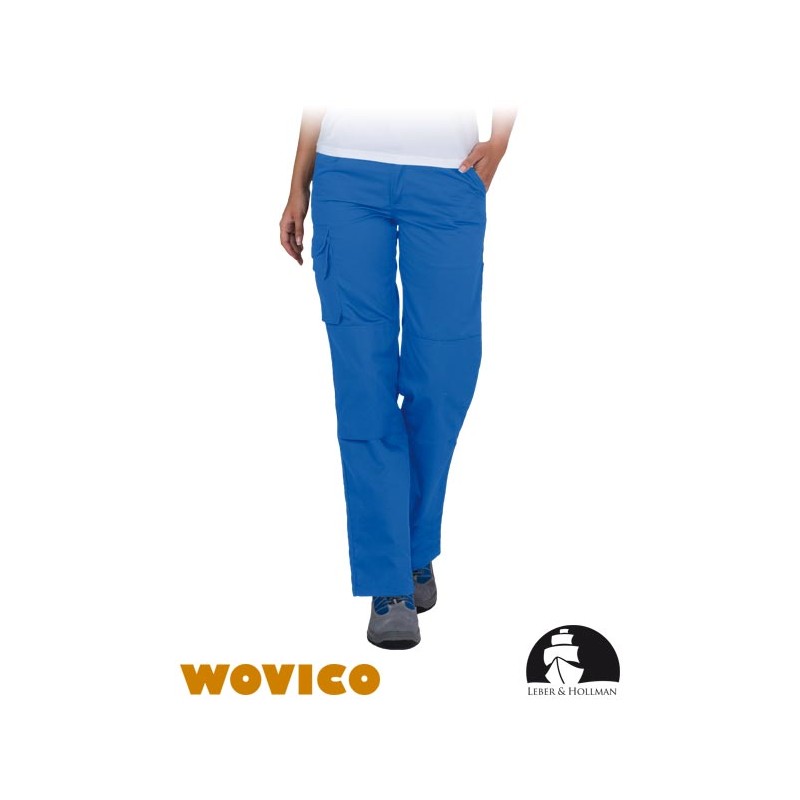Damskie-spodnie-ochronne-poliestrowo-bawełniane-dużo-kieszeni-slidne-wykonanie - LH-WOMVOBER-niebieskie