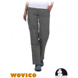 Damskie-spodnie-ochronne-poliestrowo-bawełniane-dużo-kieszeni-slidnie-wykonane - LH-WOMVOBER-szare