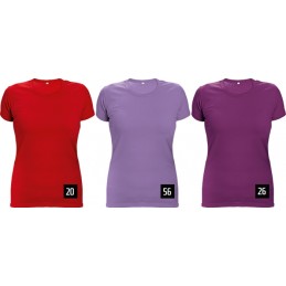 Damska-koszulka-bawełniana-z-krótkim-rękawem - SURMA-LADY-czerwony-fioletowy-ciemnoróżowy