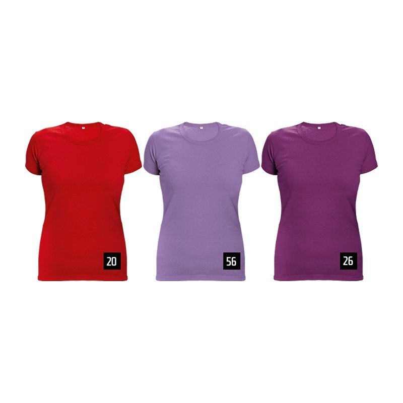 Damska-koszulka-bawełniana-z-krótkim-rękawem - SURMA-LADY-czerwony-fioletowy-ciemnoróżowy