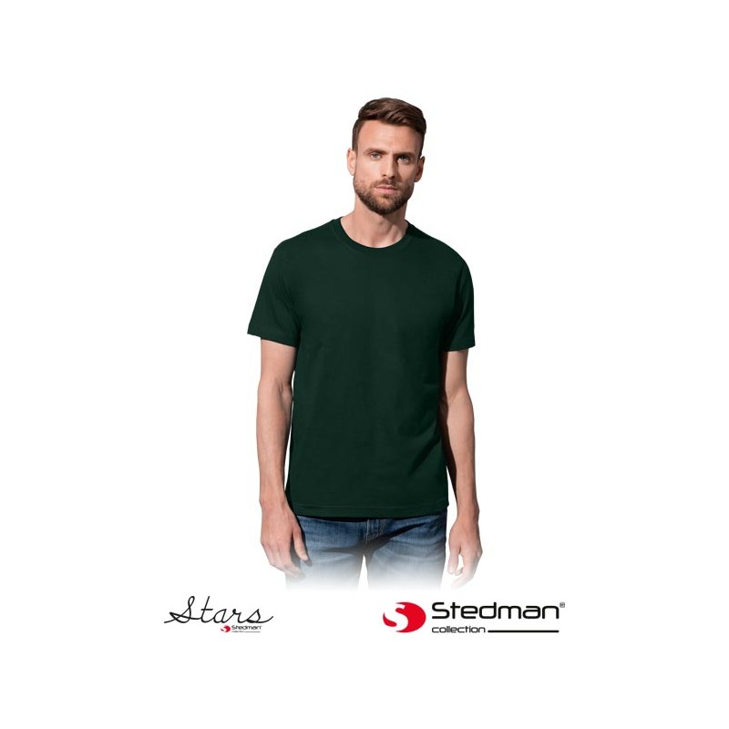 Męska-koszulka-bawełniana-z-krótkim-rękawem - ST2100-zielony-butelkowy