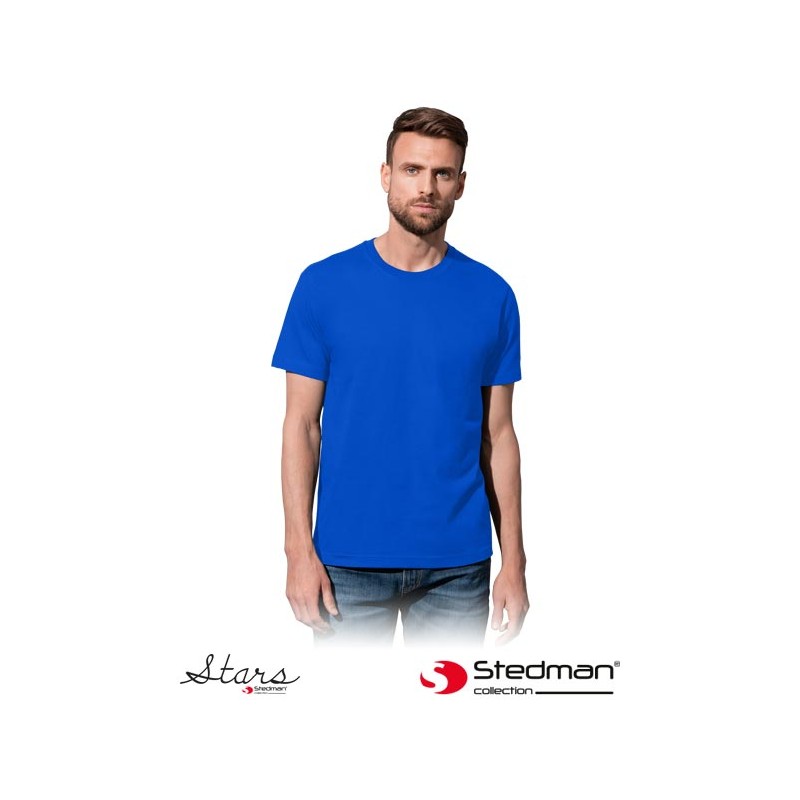 Męska-koszulka-bawełniana-z-krótkim-rękawem - ST2100-niebieski