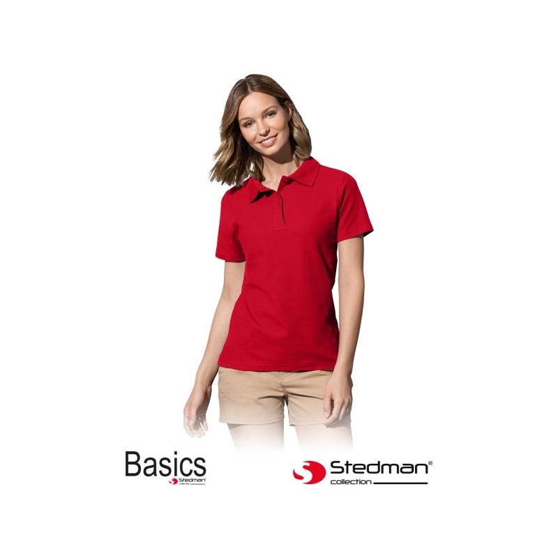 Damska-koszulka-polo-bawełniana - ST3100-czerwony-szkarłatny