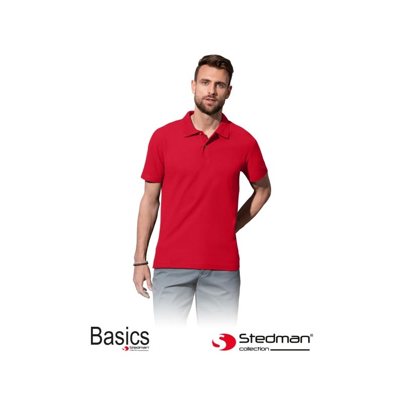 Męska-koszulka-polo-bawełniana - STEDMAN-ST3000-czerwony-szkarłatny