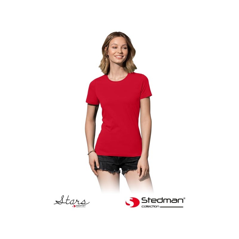 Damska-koszulka-bawełniana-z-krótkim-rękawem - ST2600-czerwony-szkarłatny