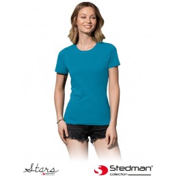 Damska-koszulka-bawełniana-z-krótkim-rękawem - ST2600-niebieski-oceaniczny