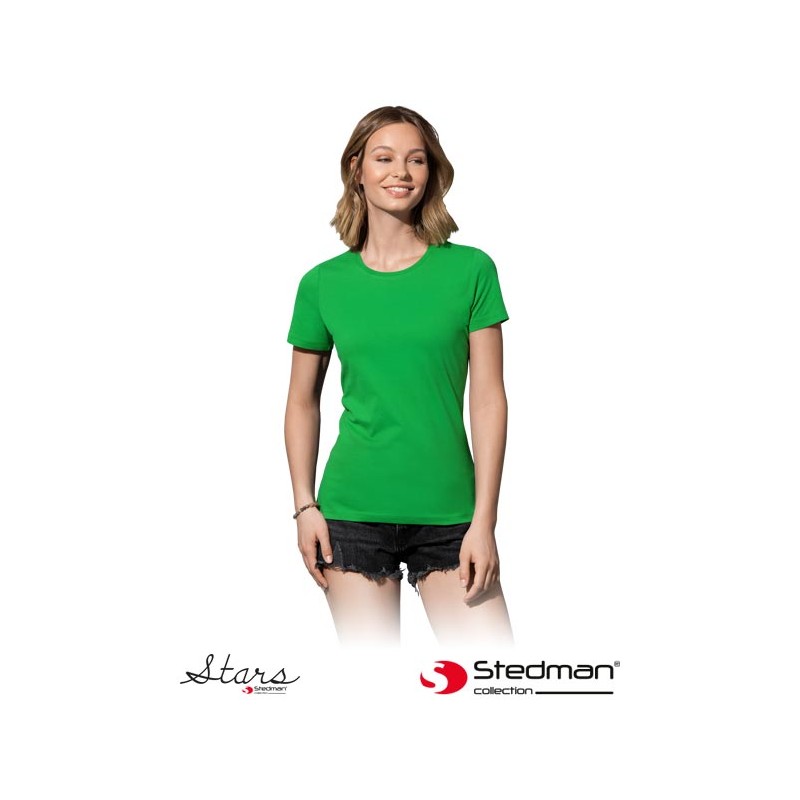 Damska-koszulka-bawełniana-z-krótkim-rękawem - ST2600-zielony-kelly