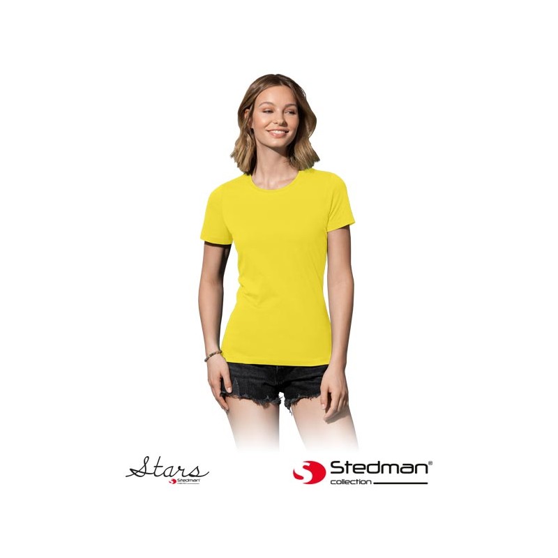 Damska-koszulka-bawełniana-z-krótkim-rękawem - ST2600-żółty