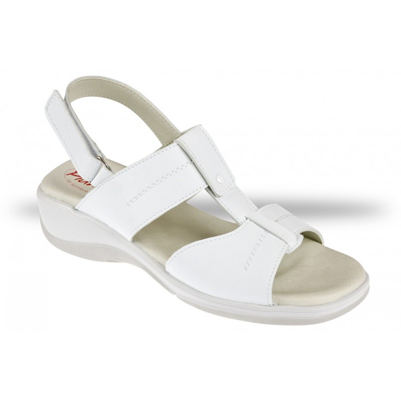 Damskie-sandały-komfortowe-mikrofibra-profilowane-wkładki-podeszwa-antypoślizgowa - JULEX-3185-biały