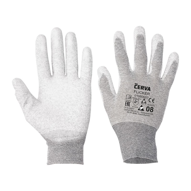 Rękawice-ochronne-ESD-nylonowe-z-włóknem-węglowym-powlekane-białym-poliuretanem - FLICKER
