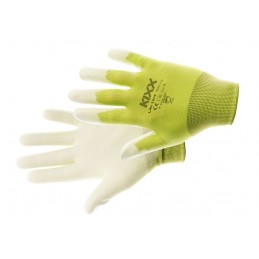 Komfortowe-rękawice-wykonane-z-zielonej-przędzy-nylonowej-powlekane-białym-poliuretanem - KIXX-LIKE-LIME