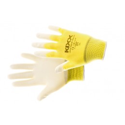 Komfortowe-rękawice-wykonane-z-żółtej-przędzy-nylonowej-powlekane-białym-poliuretanem - KIXX-JUICY-YELLOW