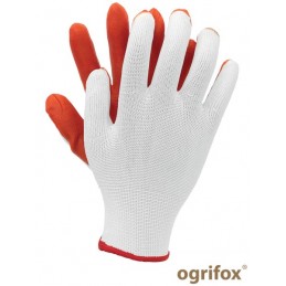 Rękawice-robocze-powlekane-lateksem - OX-LATUA-biało-pomarańczowe