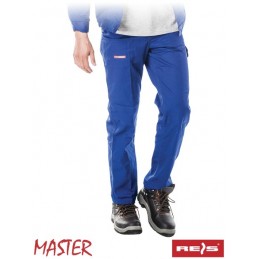 Spodnie-robocze-do-pasa-wykonane-z-tkaniny-poliestrowo-bawełnianej - MASTER-SPM-niebieski