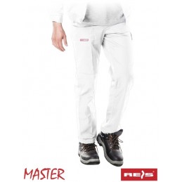 Spodnie-ochronne-do-pasa-poliestrowo-bawełniane - MASTER-SPM-biały