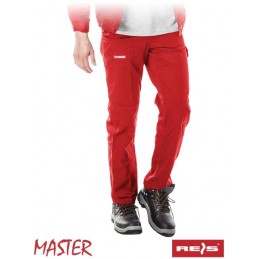 Spodnie-ochronne-do-pasa-poliestrowo-bawełniane - MASTER-SPM-czerwony