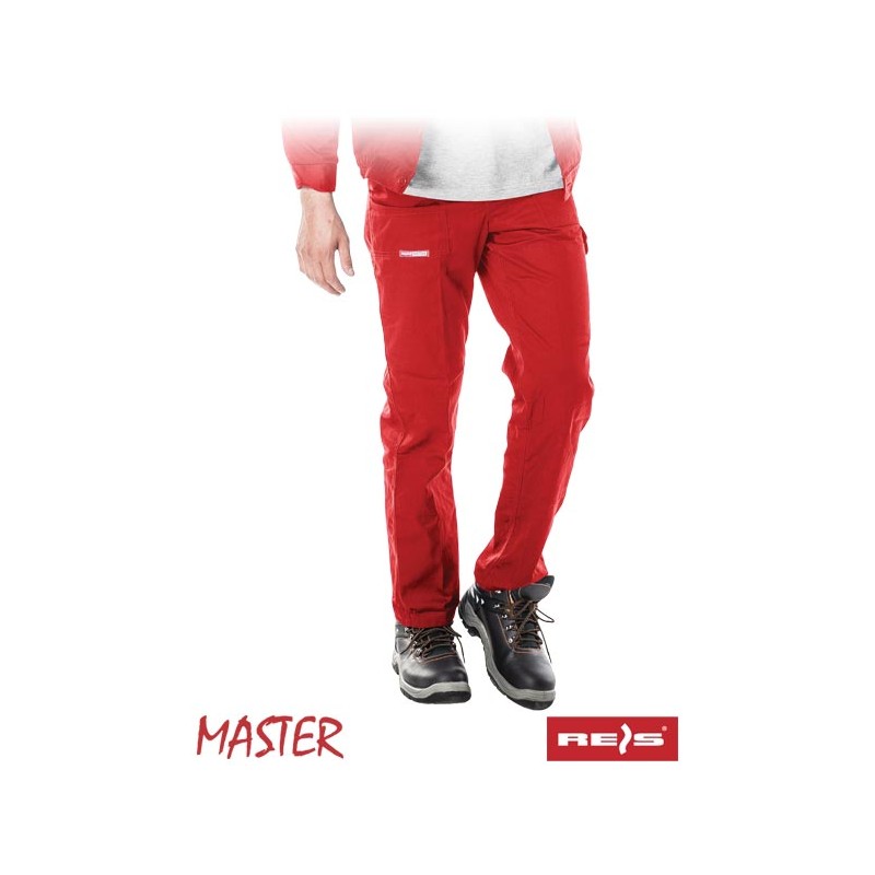 Spodnie-ochronne-do-pasa-poliestrowo-bawełniane - MASTER-SPM-czerwony