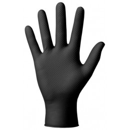 Rękawice-ochronne-nitrylowe-bezpudrowe-zewnętrzna-tekstura-diamentowa - GOGRIP-czarny